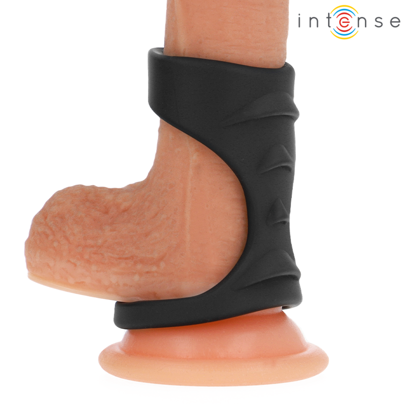 INTENSE - THEO DOUBLE SILICONE PENIS RING BLACK MODEL 3 - slika 2