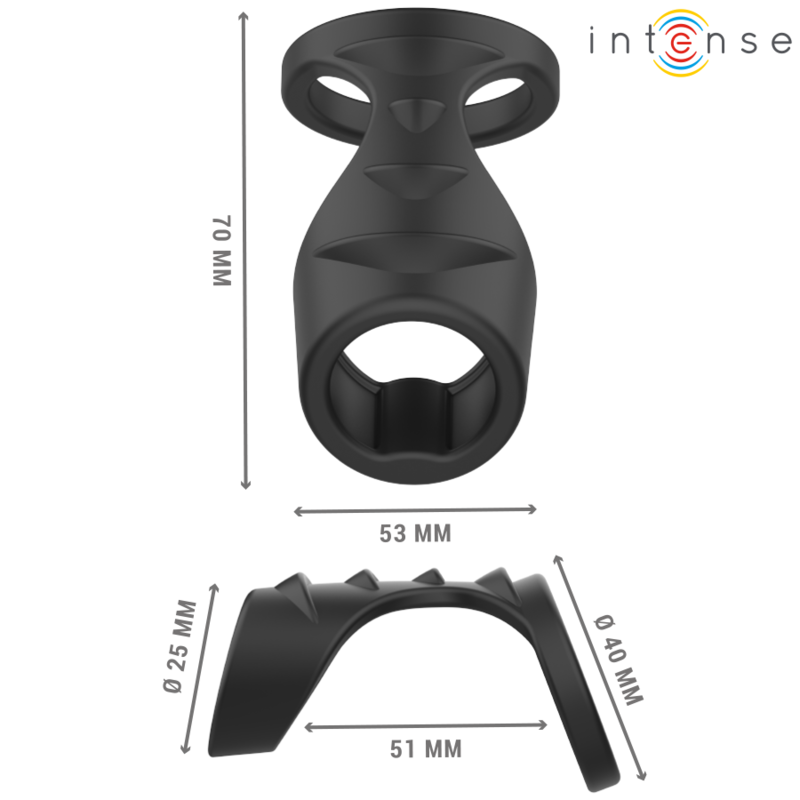 INTENSE - THEO DOUBLE SILICONE PENIS RING BLACK MODEL 3 - slika 3