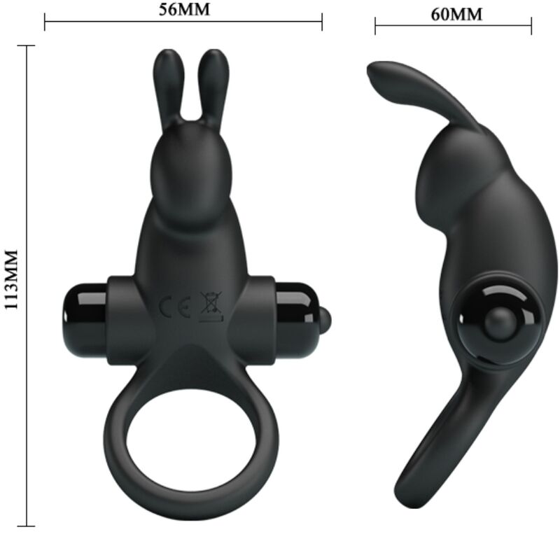 PRETTY LOVE - VIBRATING RING + RABBIT CLITORIS STIMULATOR 10 VIBRATIONS BLACK - slika 3