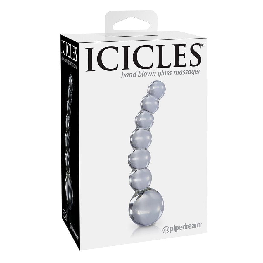 MASAŽER IZ ROČNO PIHANEGA STEKLA ICICLES ŠTEVILKA 66 - PROZORNI - slika 2