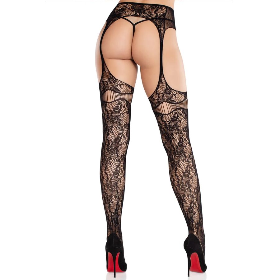 LEG AVENUE - LACE STOCKINGS WITH GARTERS BLACK - slika 2