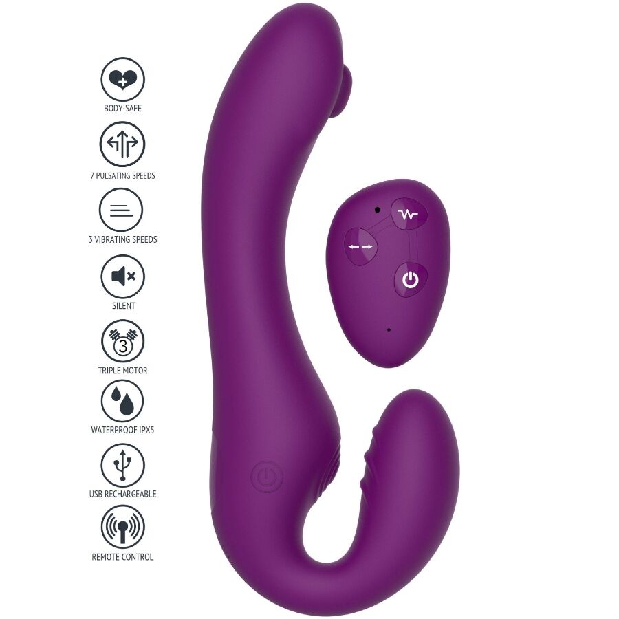XOCOON - 2 IN 1 STRAPLESS STRAP-ON VIBRATOR WITH REMOTE CONTROL PURPLE - slika 2