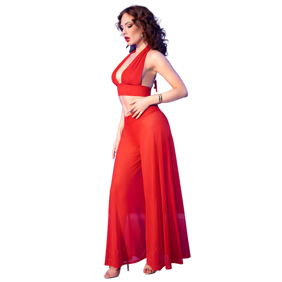 CHILIROSE - CR 4857 RED TOP AND PANTS SET SIZE S - slika 2
