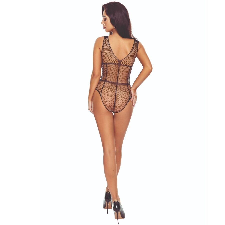 PASSION - BS114 BLACK GRID BODYSTOCKING - slika 2