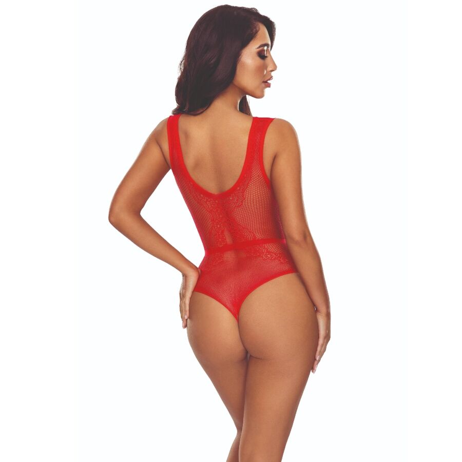 PASSION - BS115 BODYSTOCKING GRID RED - slika 2