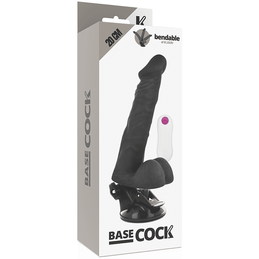BASECOCK REALISTIČEN UPOGLJIV DILDO NA DALJINSKO UPRAVLJANJE - ČRNI 20 CM - slika 5